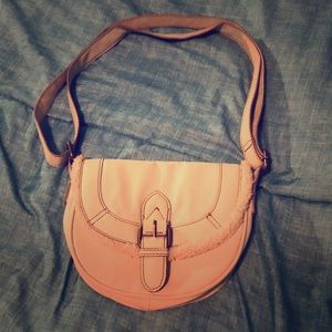 Chic SPRING crossbody with faux white fur trimming